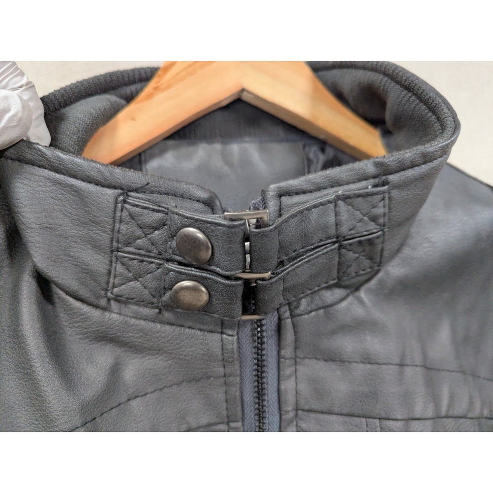 Minnesota Vikings NFL Faux Leather Moto Jacket Size Large Team Logos Zip Pockets - Picture 6 of 15
